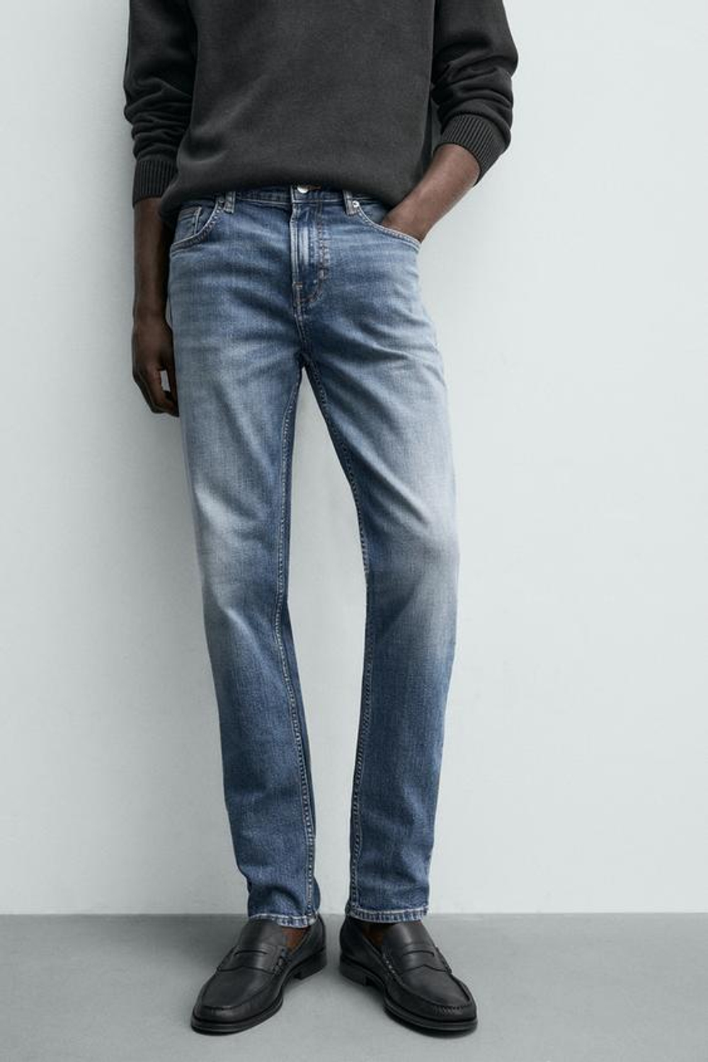 ZARA БАЗОВЫЕ ДЖИНСЫ SLIM FIT, СИНИЙ