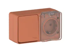 Блок розетка + выключатель одноклавишный IP54 Systeme Electric AtlasDesign Profi54 Терракотовый ATN547070