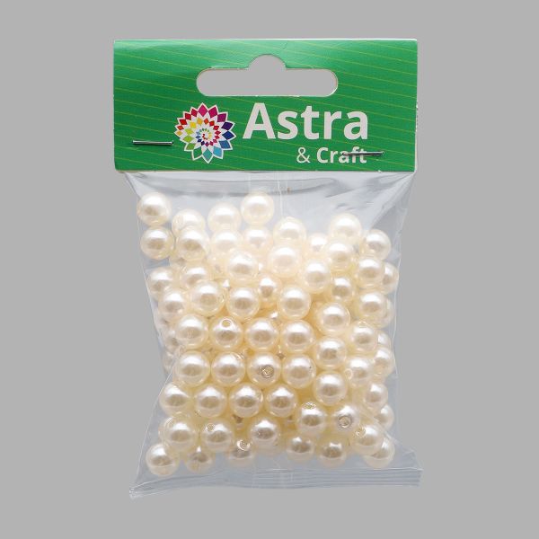 Бусины пластик (жемчуг) ⌀8 мм, 25 г, Astra&Craft (004 NL топленое молоко)