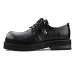 HANQIAORIJI Cow Split Leather Casual Shoes 4.5cm Unisex Black