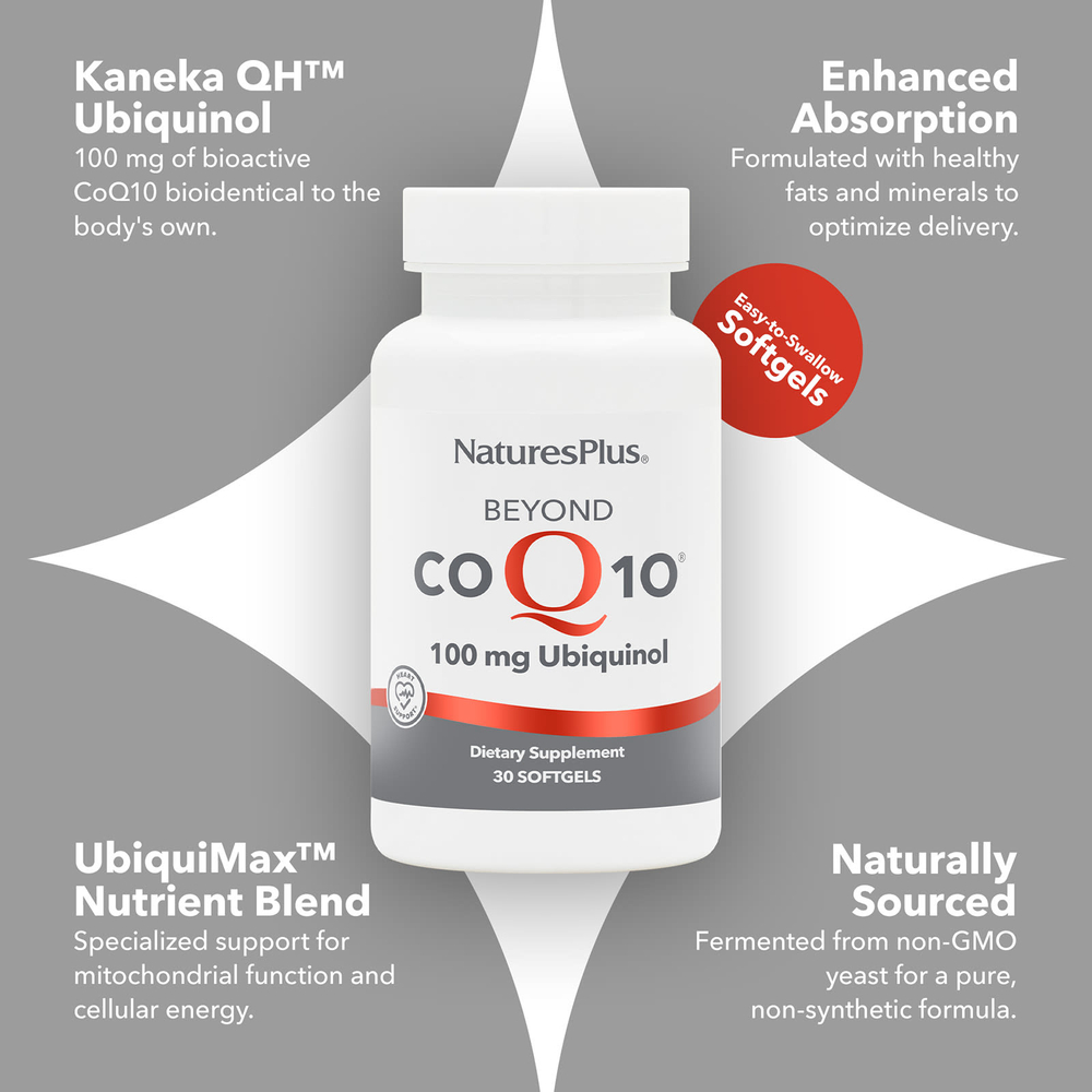 NaturesPlus, убихинол Beyond CoQ10®, 100 мг, 30 капсул