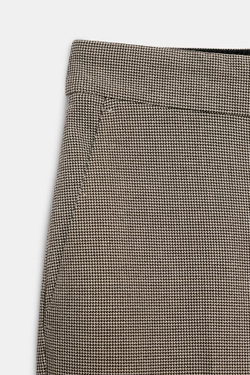 ZARA УКОРОЧЕННЫЕ БРЮКИ СРЕДНЕЙ ПОСАДКИ, ЭКРЮ/КОРИЧНЕВЫЙ