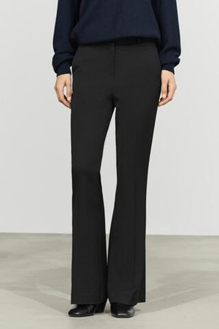 Massimo Dutti Эластичные расклешенные брюки из шерстяной смеси, черный