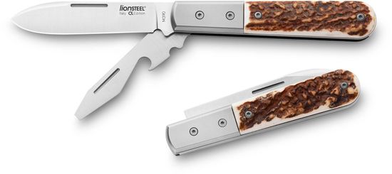Складной нож Lion Steel "BARLOW Roundhead" L/CK0118 ST c клинком из стали Böhler M390 Microclean®, рукоять титан / Рог (Олень)
