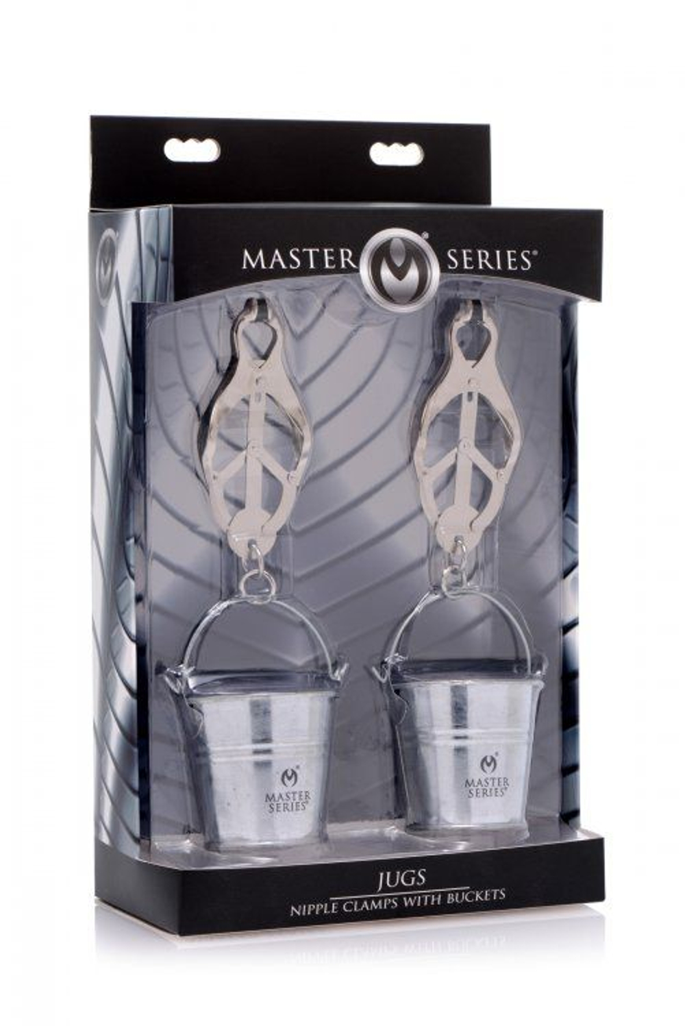 Зажимы на соски с ведрами под грузы Jugs Nipple Clamps with Buckets (Цвет: серебристый)