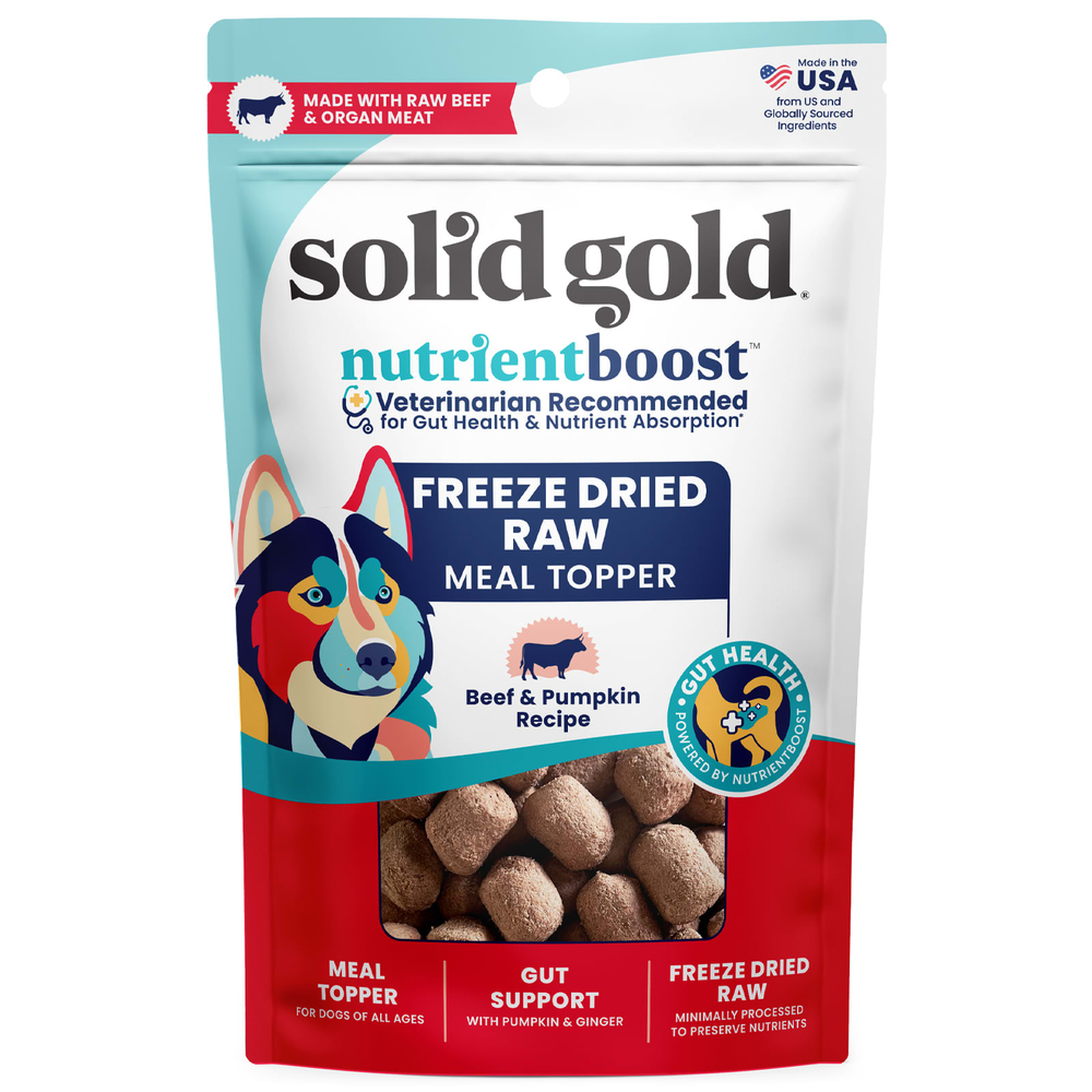Solid Gold, Nutrientboost ™, сублимированный топпер из сырой пищи, для собак, для всех возрастов, по рецепту из говядины и тыквы, 354 г (12,5 унции)