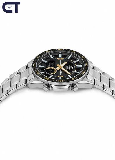 CASIO EFV-C100D-1BVDF EDIFICE мужские наручные часы — аналогово-цифровая модель с 10-летней батареей и чёрным циферблатом
