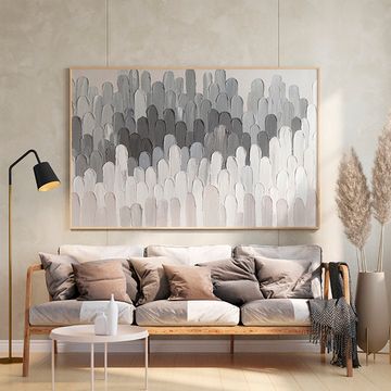 Панно декоративное с ручной росписью by feel, 140х70 см, черно-белое
