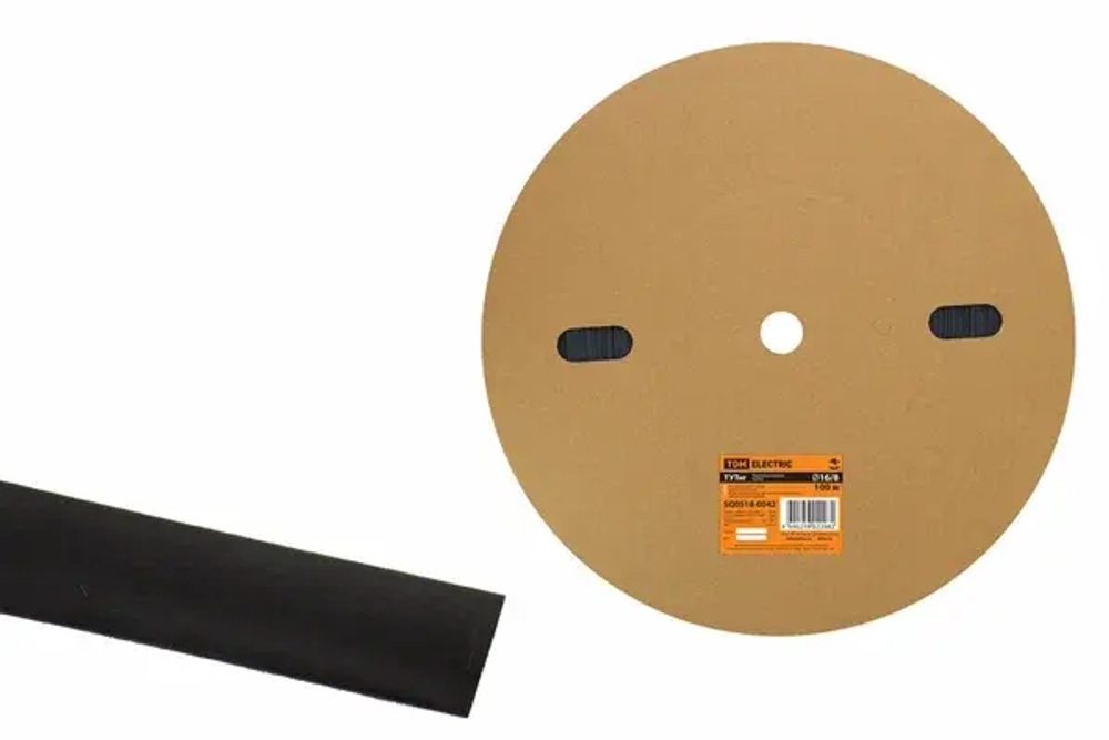 Трубка ТУТнг 16/8 черная  (100 м/ролл) TDM SQ0518-0042