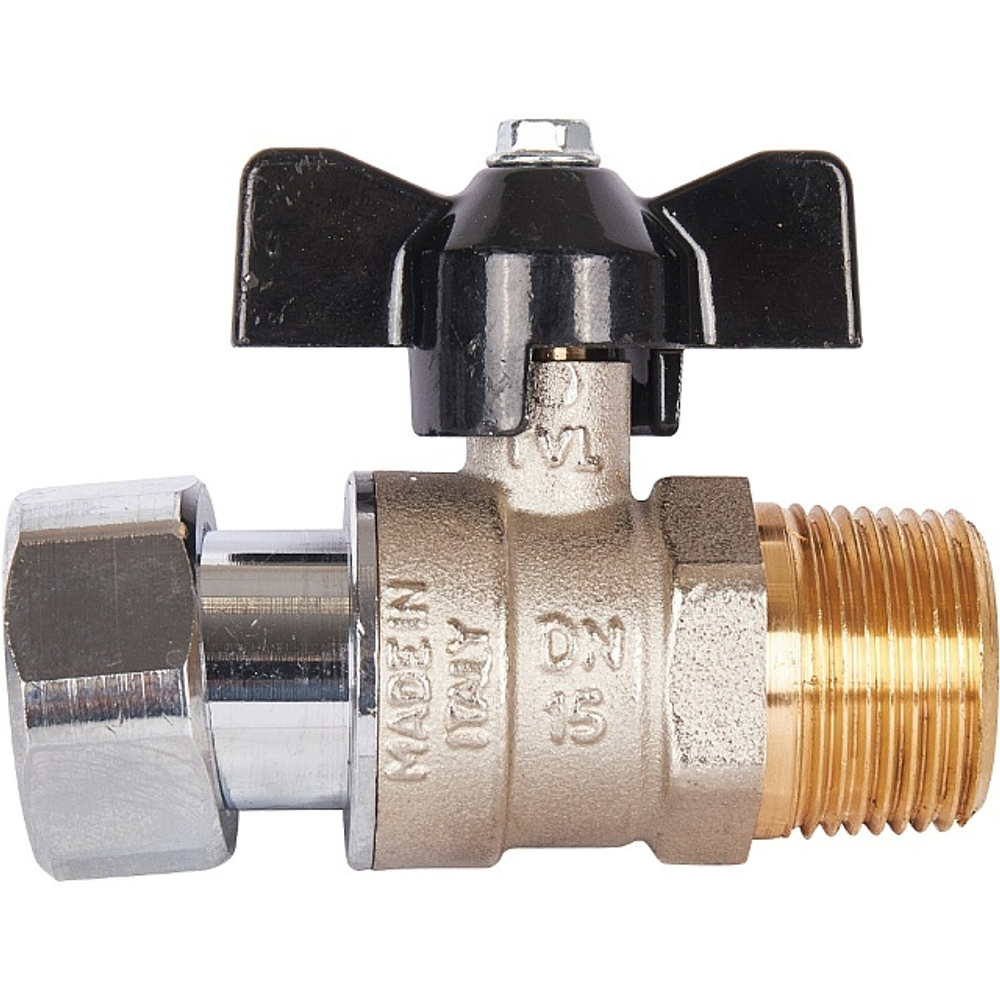 Кран шаровой с накидной гайкой STOUT 3/4"x3/4" НР/накидная гайка (бабочка)