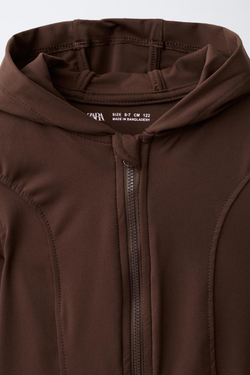 ZARA СПОРТИВНОЕ ХУДИ С МОЛНИЕЙ, КОРИЧНЕВЫЙ
