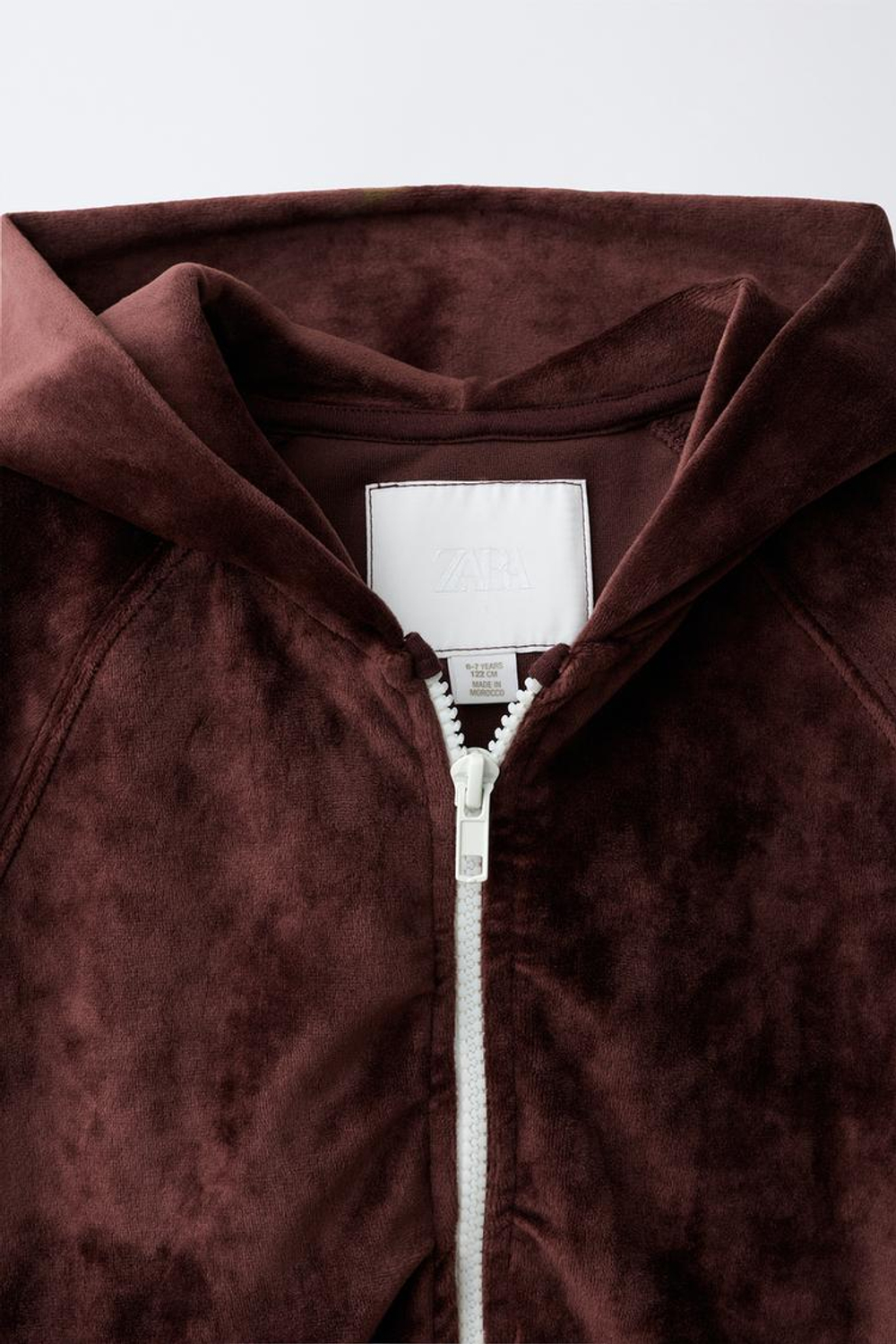ZARA ХУДИ ИЗ ВЕЛЮРА С МОЛНИЕЙ, КОРИЧНЕВЫЙ