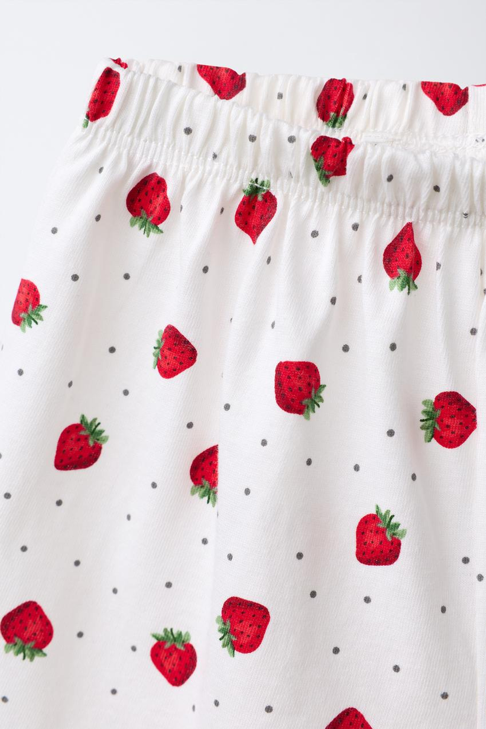 ZARA ПИЖАМА С ВЯЗАНЫМИ ФРУКТАМИ, ЭКРЮ