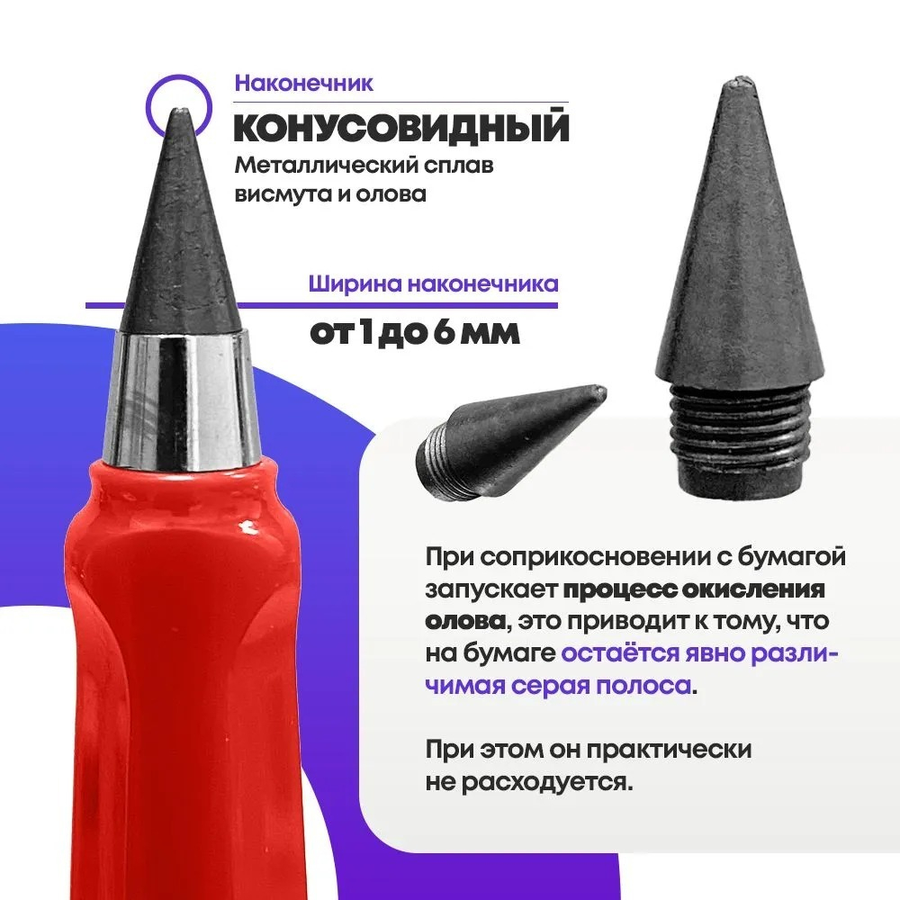 Вечный простой карандаш с ластиком, красный цвет, MC-Basir, незаканчивающийся и вечно пишущий черный карандаш-ручка в разборном корпусе
