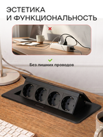 Горизонтальная четверная розетка, черная
