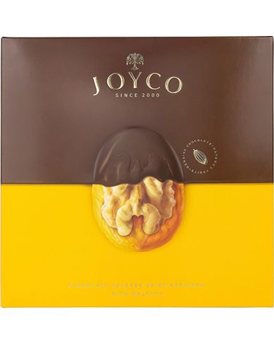 Шоколадные конфеты JOYCO Курага в шоколаде с грецким орехом 150 гр.