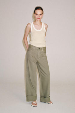 ZARA ДЖИНСЫ BAGGY СО СРЕДНЕЙ ПОСАДКОЙ — ZW COLLECTION, ХАКИ