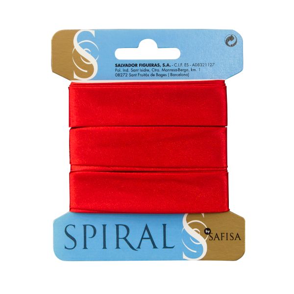 Косая бейка атласная отрез 20 мм / 2.5 метра, 14 красный, Safisa (Spiral)