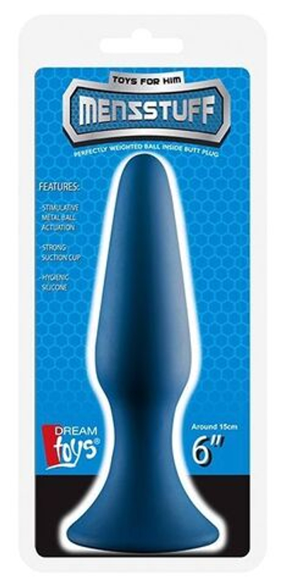 Синяя анальная пробка METAL BALL BUTT PLUG - 15 см. (Цвет: синий)