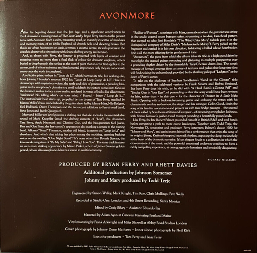 Bryan Ferry / Avonmore (Limited Edition)(Coloured Vinyl)(LP)