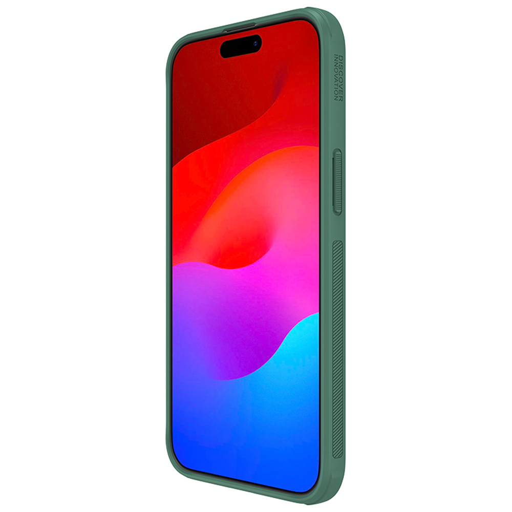 Усиленный чехол зеленого цвета (Deep Green) от Nillkin для iPhone 15 Pro Max, серия Super Frosted Shield Pro