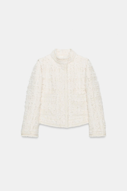 ZARA КУРТКА С ВОРОТНИКОМ-СТОЙКОЙ — ZW COLLECTION, ЭКРЮ