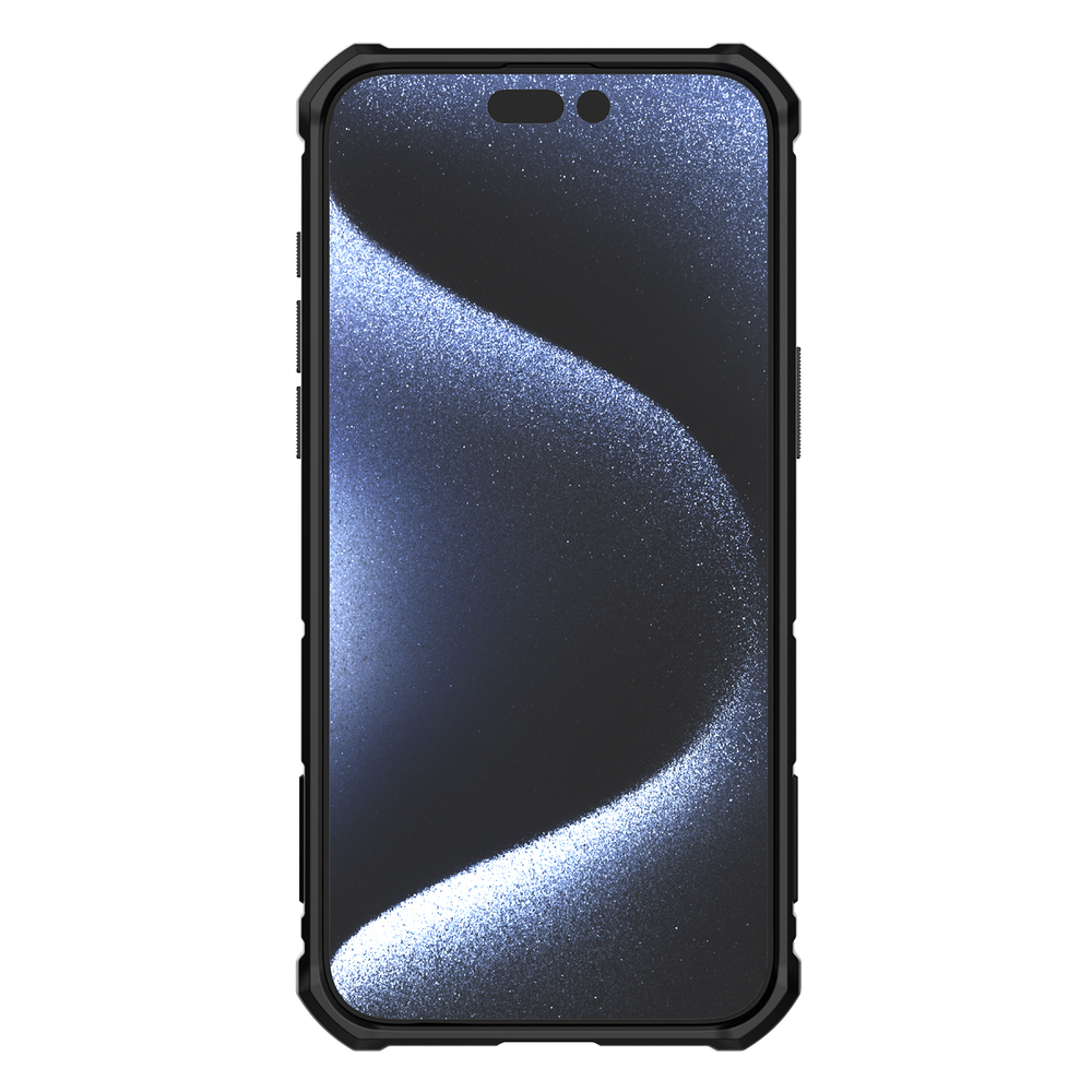 Чехол противоударный от Nillkin для смартфона iPhone 15 Pro Max, CamShield Armor Case, с кольцом и металлической защитной шторкой для камеры