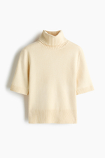 Вязаный топ с короткими рукавами и воротником-гольф - H&M