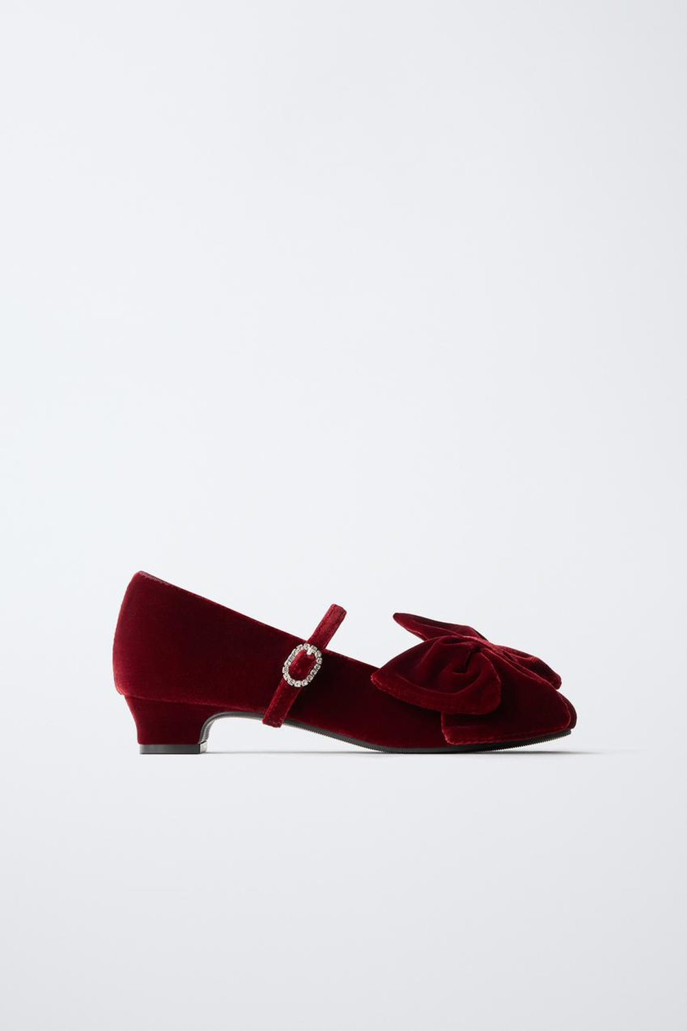 ZARA ТУФЛИ НА КАБЛУКЕ С БАНТОМ, КРАСНЫЙ