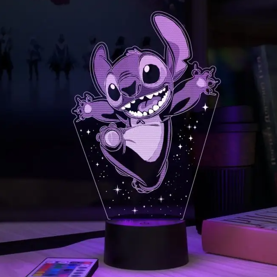 3D Лампа Стич Радуется