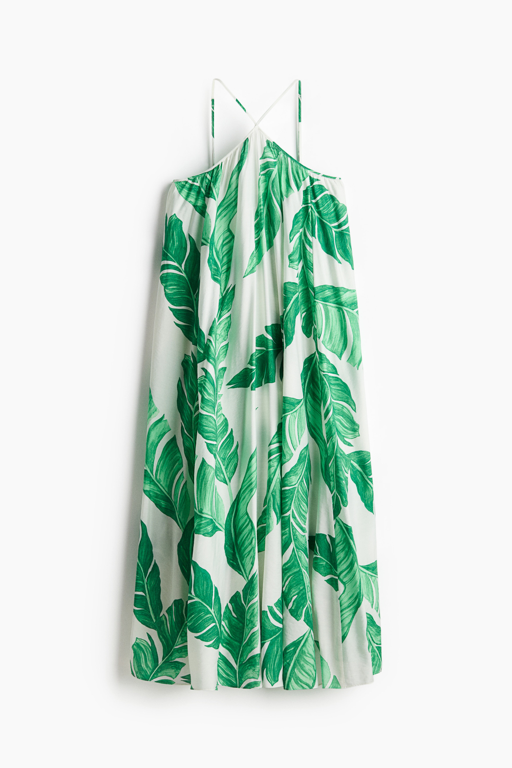 Платье на бретелях — Белый/С зелёным узором - H&M