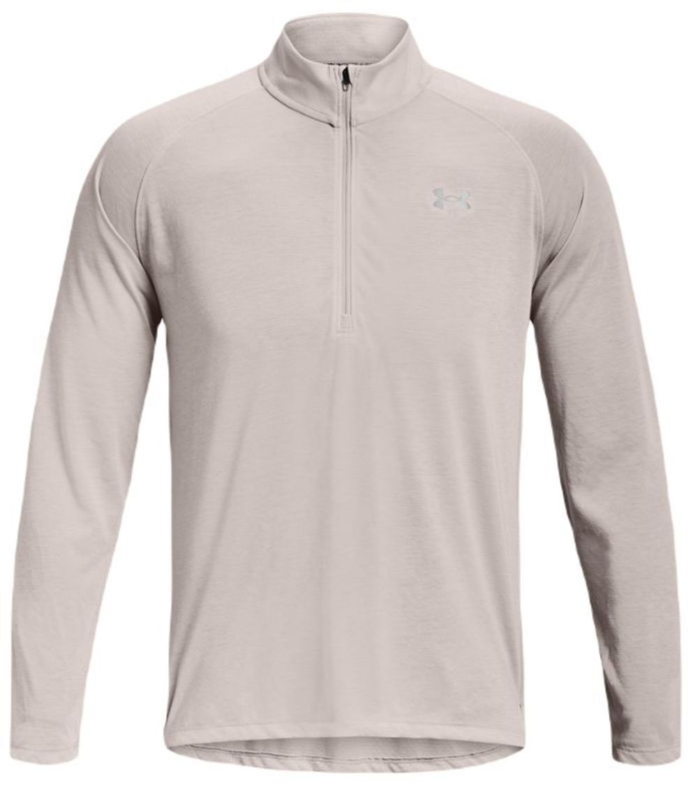 Мужская теннисная футболка теннисная Men's UA Streaker Run 1/2 Zip - ghost gray/reflective
