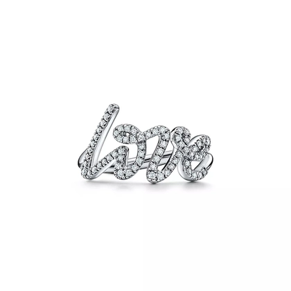Кольцо из белого золота и бриллиантов 💎💙 Tiffany, love graffiti, В наличии