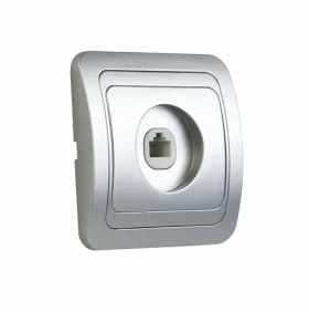 Розетка компьютерная RJ-45 1-местная серебро "Марс" (SBE-02s-S1-RJ)
