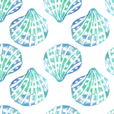 Акварельные морские ракушки.