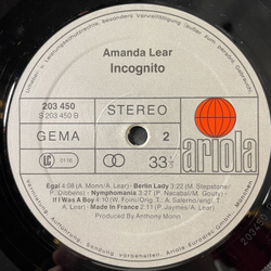 Винтажная виниловая пластинка LP Amanda Lear Incognito (Germany 1981) New York