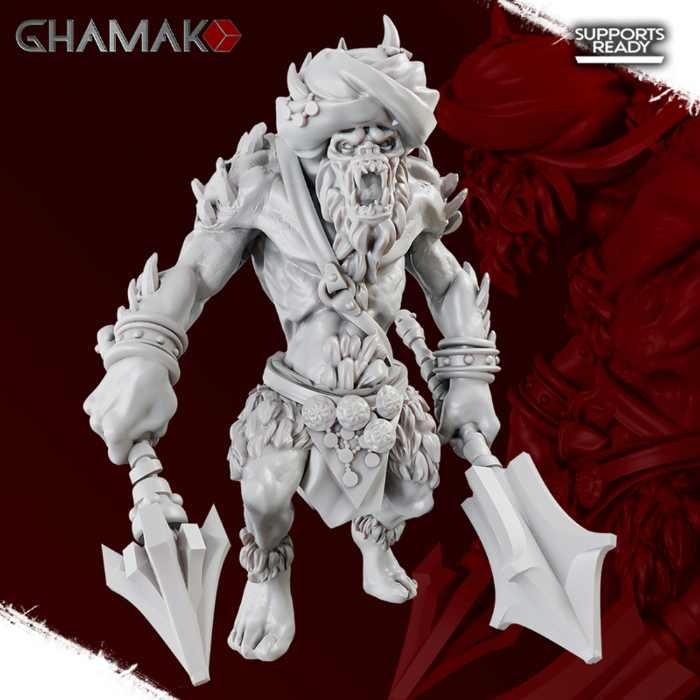 Grand Alliance Destruction Orruk Warclans Orcs Greenskins Орк с парным оружием №2 миниатюра для dnd, днд, pathfinder, фентези, Настольная игра, НРИ, Варгейм, РПГ