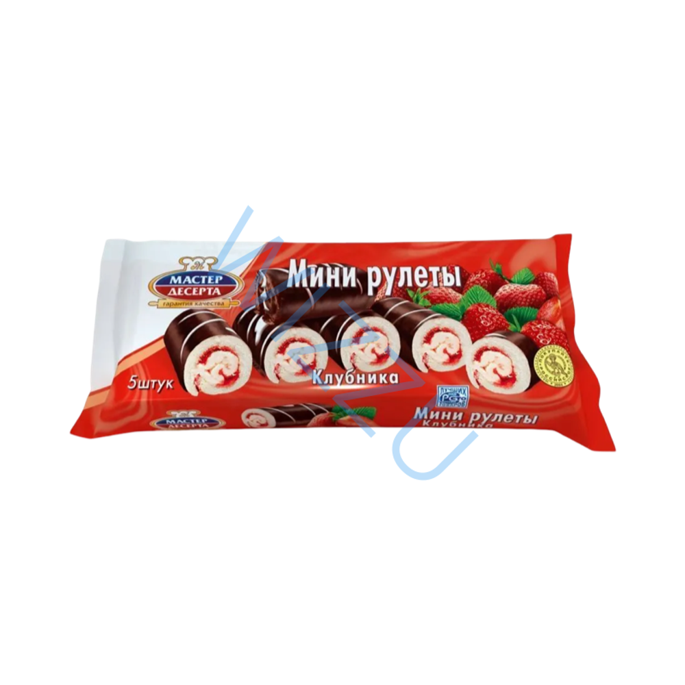 Мини-рулет бискв Мастер Десерта  с кремом и  начинкой клубника 35г*4