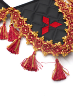 Вымпел тройной MITSUBISHI (экокожа, черный с красными кисточками)