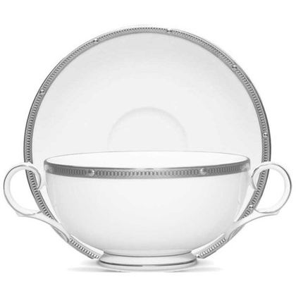 Чашка суповая с блюдцем Noritake Рочель платиновый кант 210мл