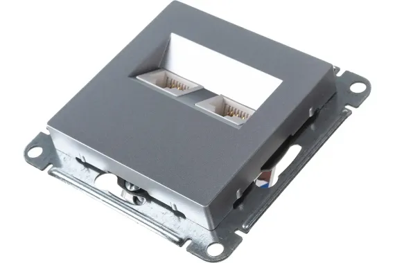 Розетка RJ45 Systeme Electric ATLASDESIGN двойная алюминий 38188