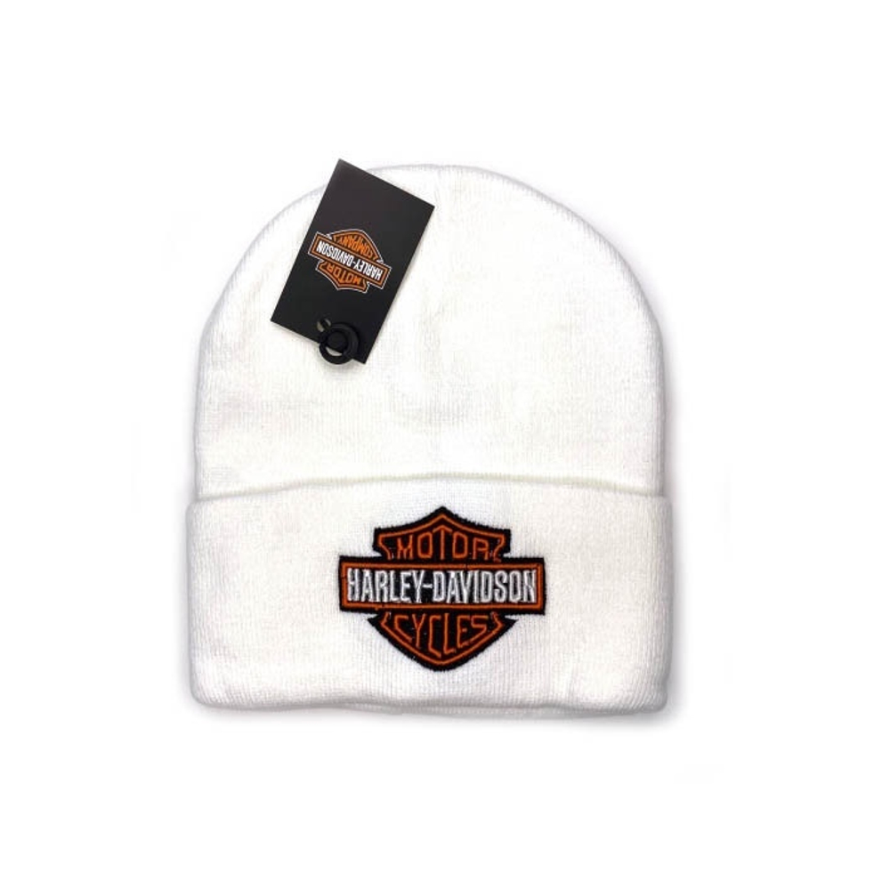 Шапка Harley Davidson (белая) с цветной вышивкой