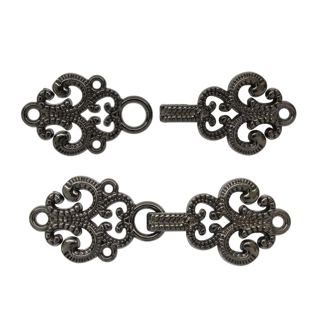 Крючки пришивные декоративные 59х20 мм, pewter, 6 шт