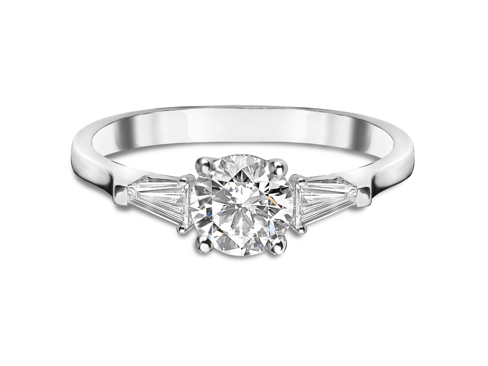 Помолвочное кольцо с бриллиантом 1.0 ct и багетами