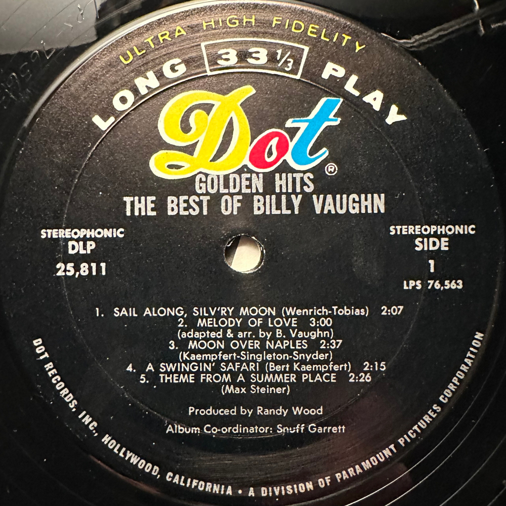 Billy Vaughn - Golden Hits: The Best Of Billy Vaughn (США 1967г.)