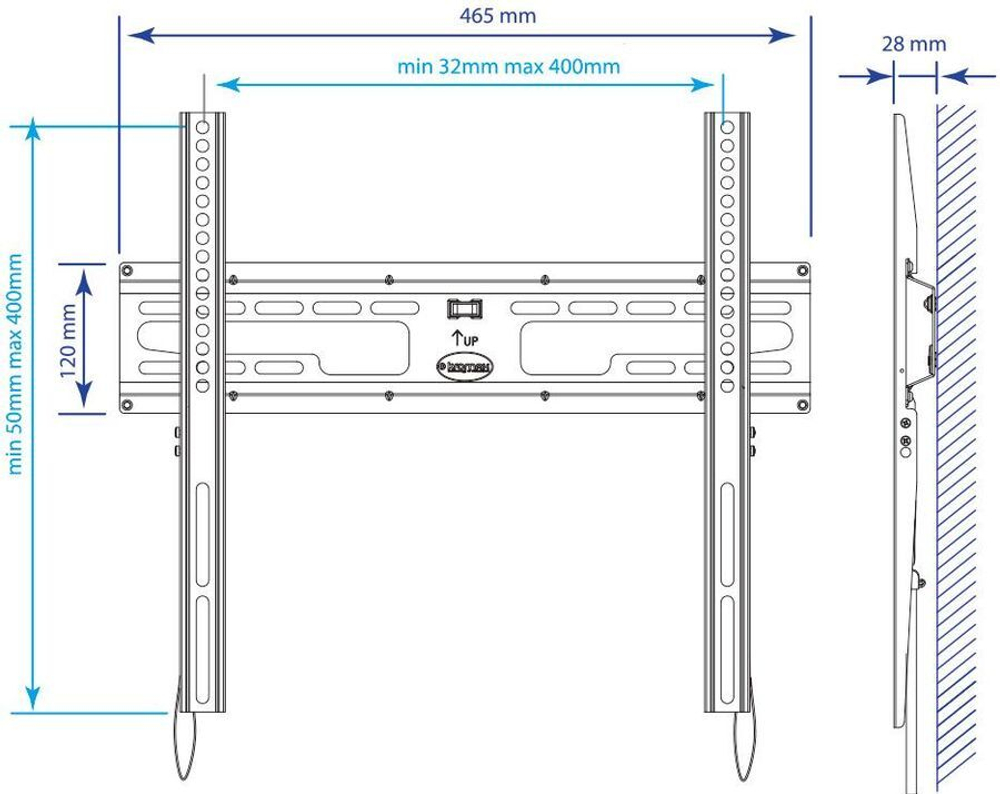 Кронштейн для телевизора Kromax FLAT-3, 22-65", настенный, фиксированный, черный