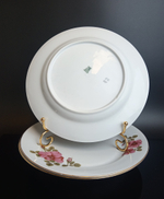 Тарелки фарфоровые 3 штуки "Гармония роз",23.5 см, "Wloclawek porcelana, позолота, Винтаж, Польша, времён СССР 1965-1975 гг