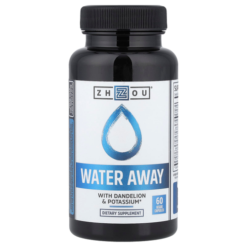 Zhou Nutrition, Water Away с одуванчиком и калием, 60 капсул