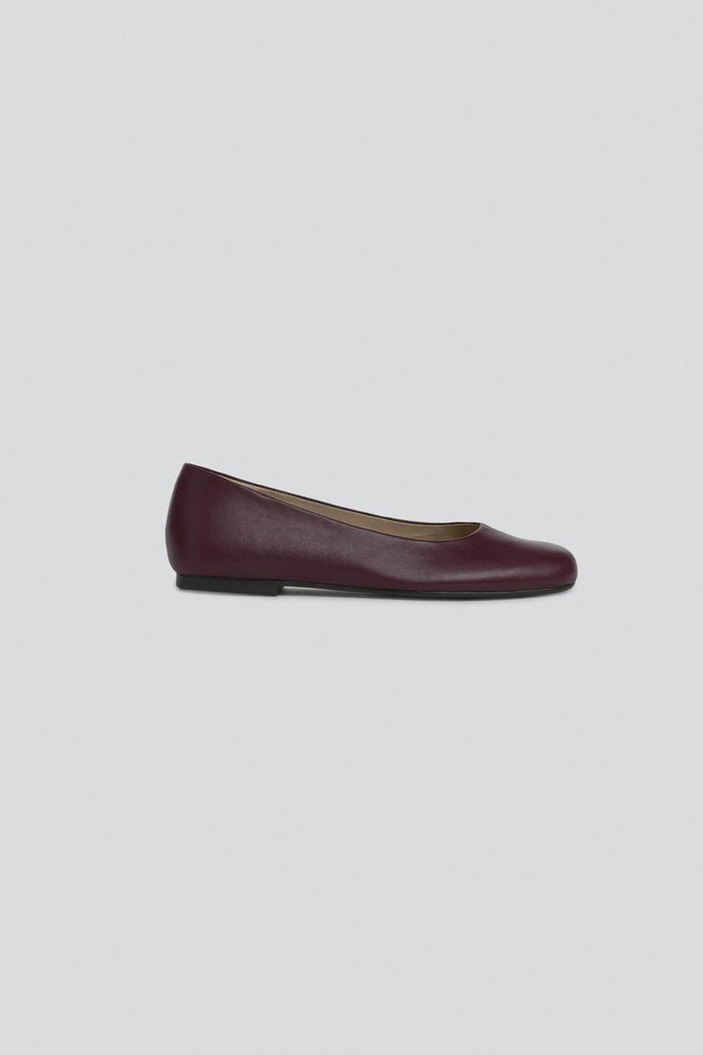 ZARA X BAISI GUADAGNINO КОЖАНЫЕ БАЛЕТКИ, БОРДОВО-КРАСНЫЙ