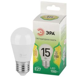 Лампа светодиодная ЭРА GREEN LINE LED P45-15W-830-E27 GL 15Вт шар теплый свет E27 | Лампы cветодиодные Шар (G/P)